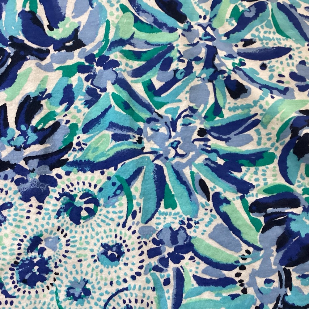 Lilly Pulitzer Carlile Small Blue Iris High Mainten Blouson Sleeve Pima Beach - Picture 7 of 12